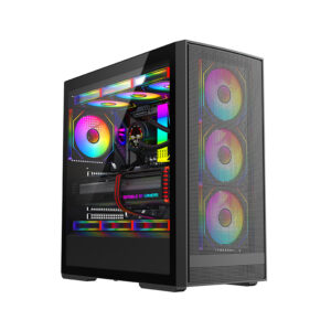 RGB Full-View Side Transparency Mesh Strong Heat Dissipation ATX Mid Tower Computer Case Colorful Fans Maximizing Plastic